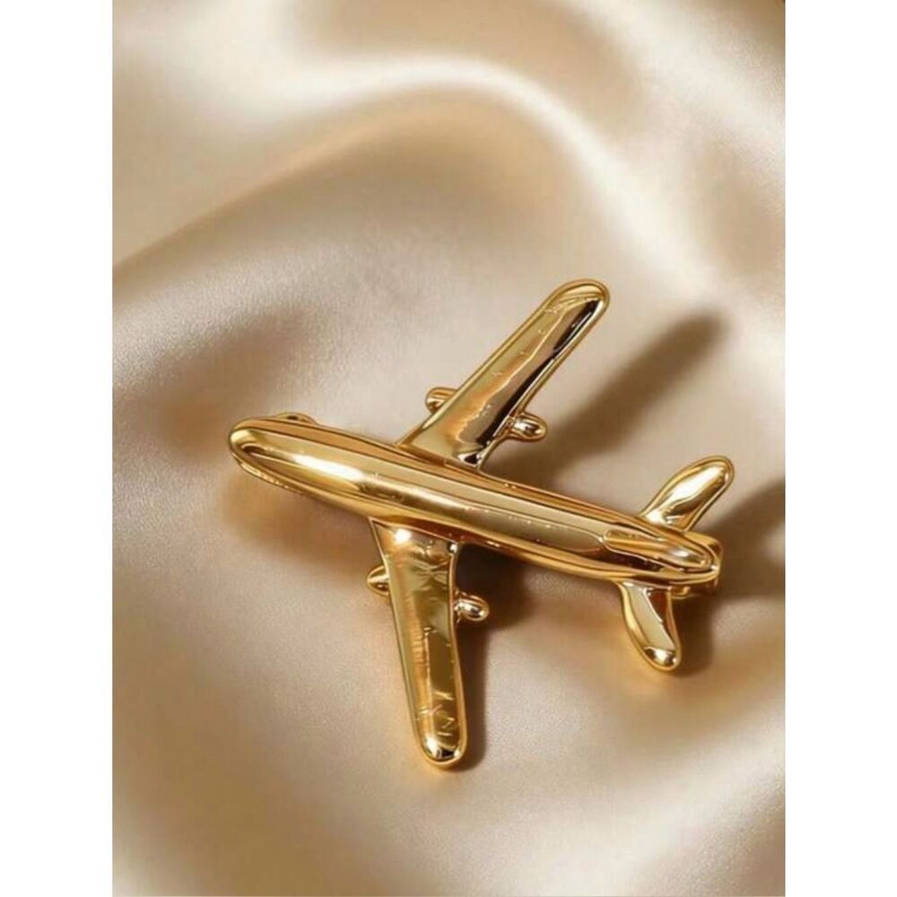 Gold Airplane Pin Brooch A1935